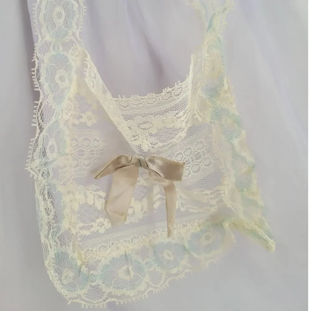 Vintage Purple Sheer Lace Half Hostess‎ Apron 1950s Cottage Coquette Style